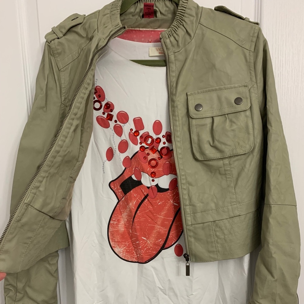 Free T-Shirt! With Faux Leather Jacket
